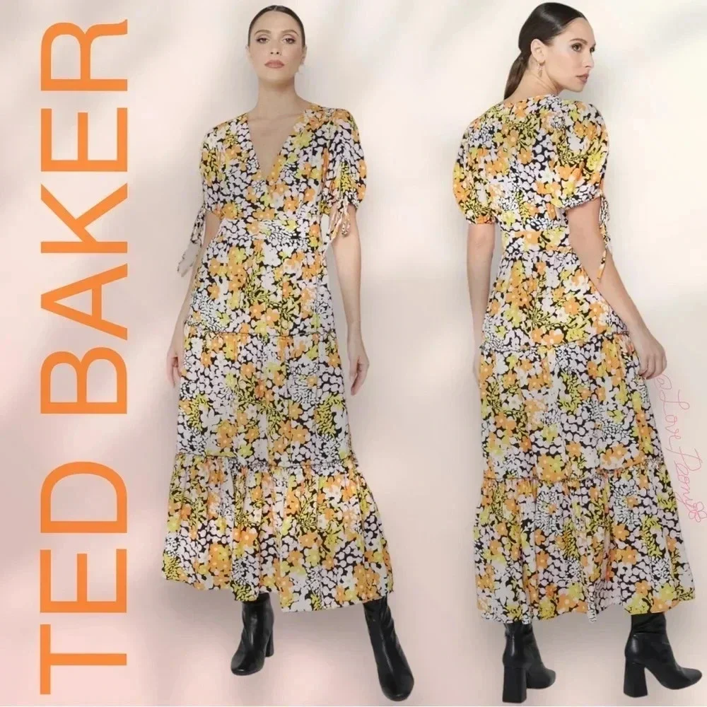 TED BAKER
Safiree floral print cotton blend midi dress Size 3 - Picture 4 of 17